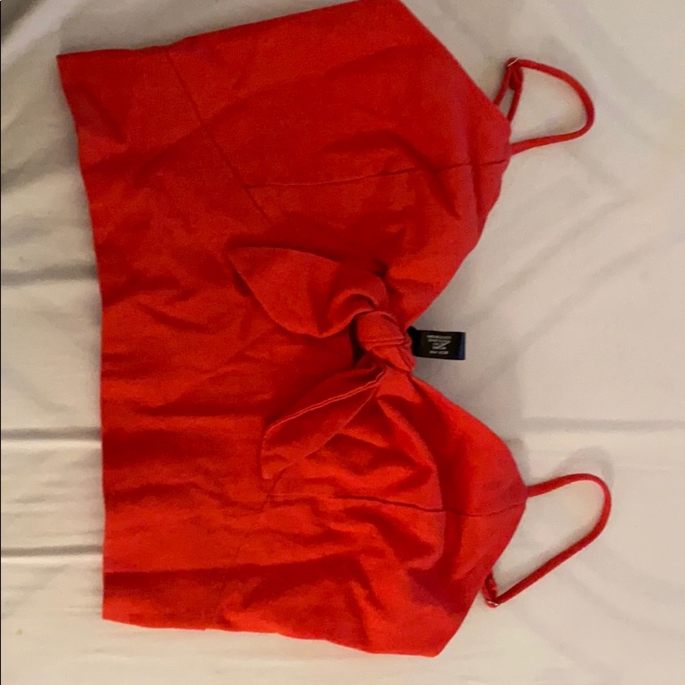 Coral crop top with bow accent